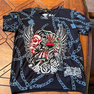 New with tags Christian Audigier v neck t shirt. Xxl will fit like a large.